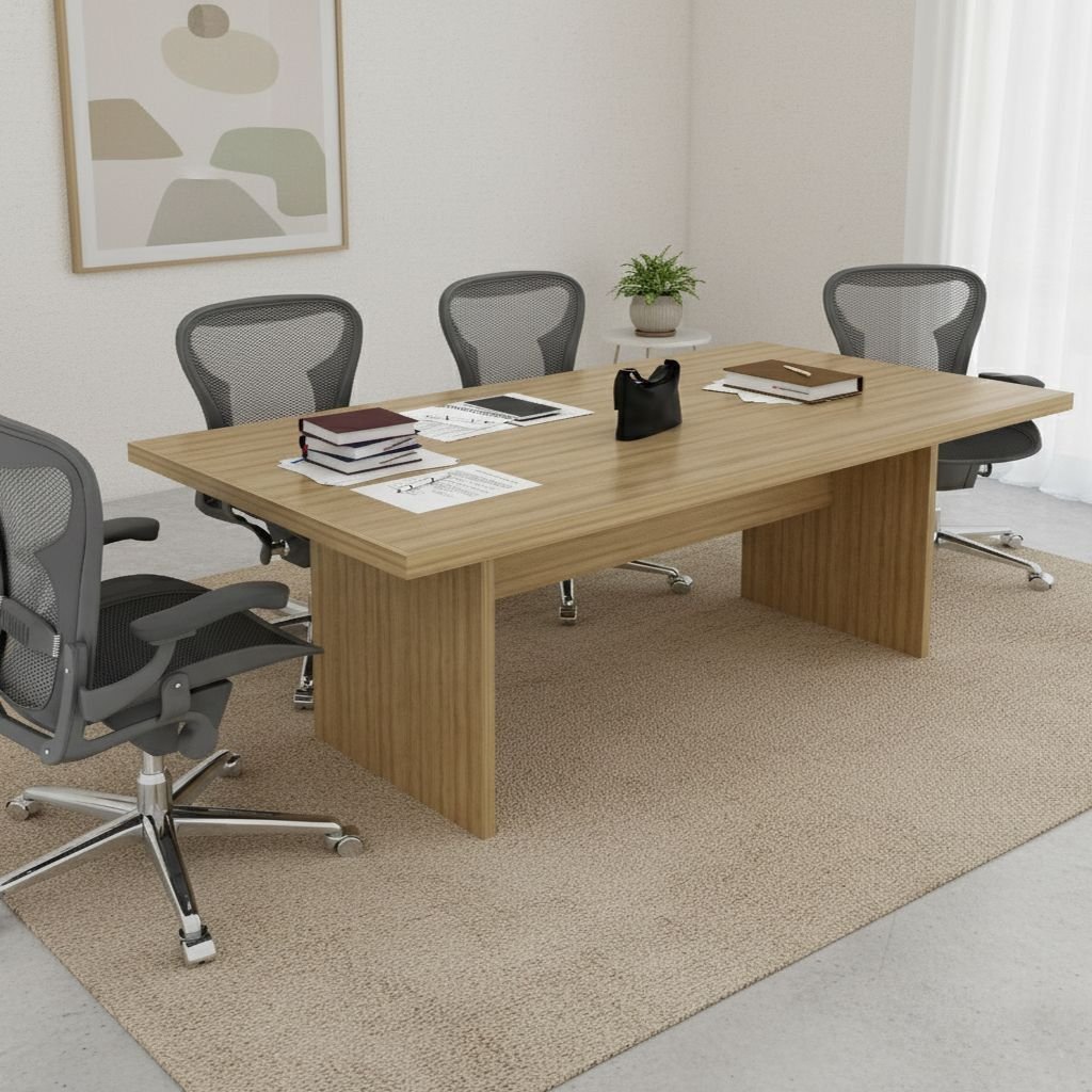 Mesa para Reunião 6 Lugares 200x100cm Marrom/Amêndoa Amêndoa