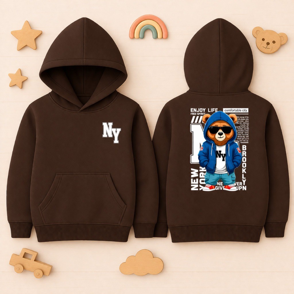 Moletom Infantil Masculino Estampado Blusa de Frio Masculino Flanelada Com Bolso e Capuz