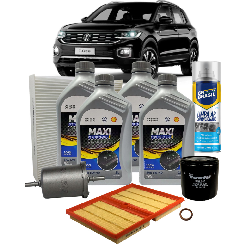 Kit Revisão Volkswagen T-CROSS 1.0 12V 2019/2025 4L 5W40 Sintético Completo