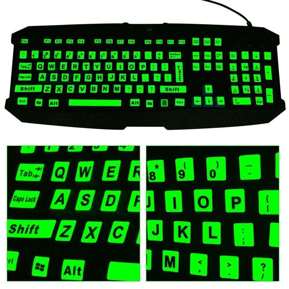 Capa Fluorescente Para Teclado Com Luz De Fundo PC Laptop Luminoso Padrão Geral Adesivo De Letras Grandes
