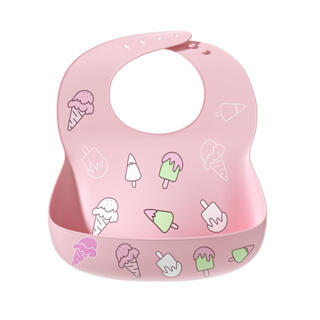 Babador Silicone Sorvete Rosa BA07