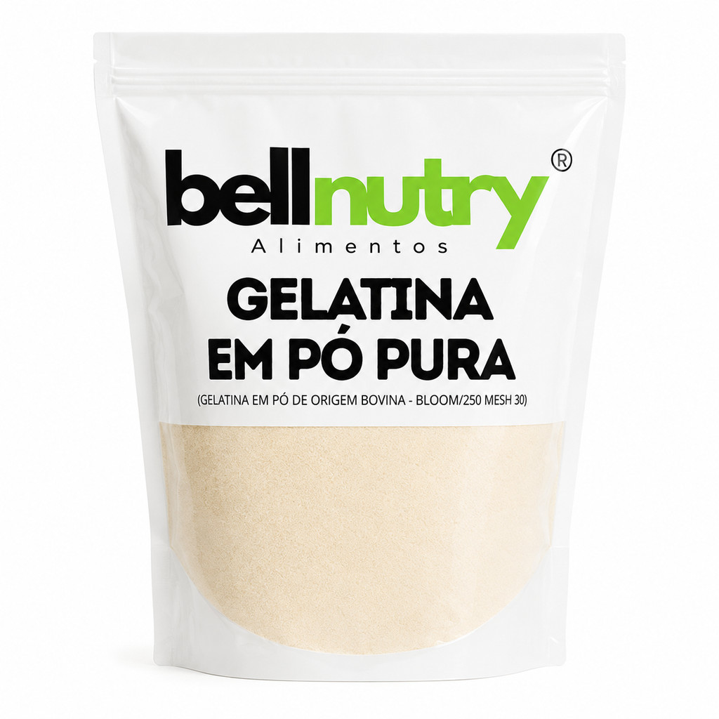 Gelatina Pura Incolor em Pó Sem Sabor 250g – Colágeno Natural Rica em Proteína Bellnutry Alimentos