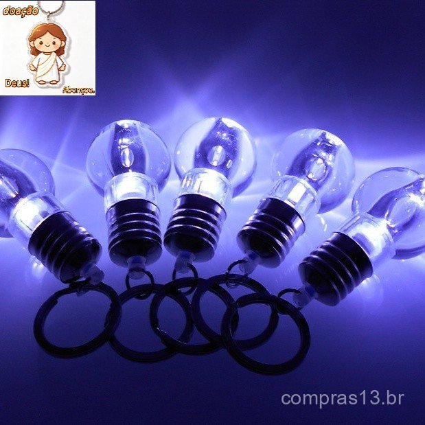 Kit 12 Chaveiros Lampada com Led Branco Frio Lembrancinhas/festa