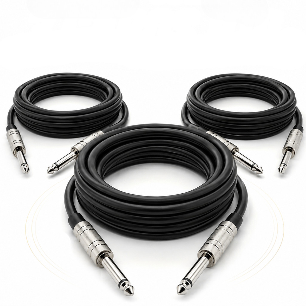 Kit 3 Cabos P10 P10 Mono Para Guitarra Violão Baixo Amplificador