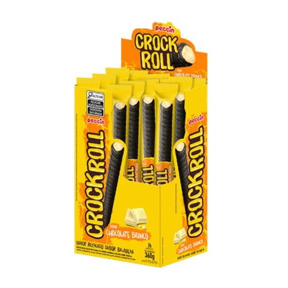 Chocolate Crock Roll Chocolate Branco Peccin Com 24 Unidades De 15g