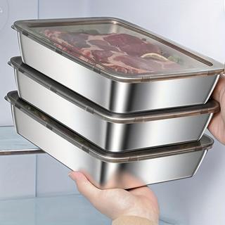 Conjunto de Recipientes Empilháveis para Alimentos em Aço Inoxidável, 3 Peças, Caixa de Armazenamento de Alimentos à Pro