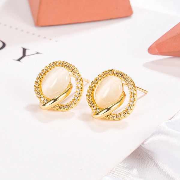 | kit brinco aço inoxidável | 【cartelas de brincos feminino】 ☀Brincos de opala de diamante brincos temperamento requinta