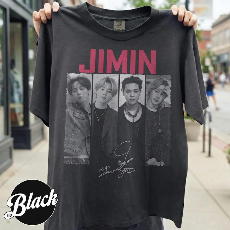 [Camiseta Premium em Algodão Puro]SISI Camiseta Jimin BTS Boy Band Estampada Confortável Moderna Estilosa Casual