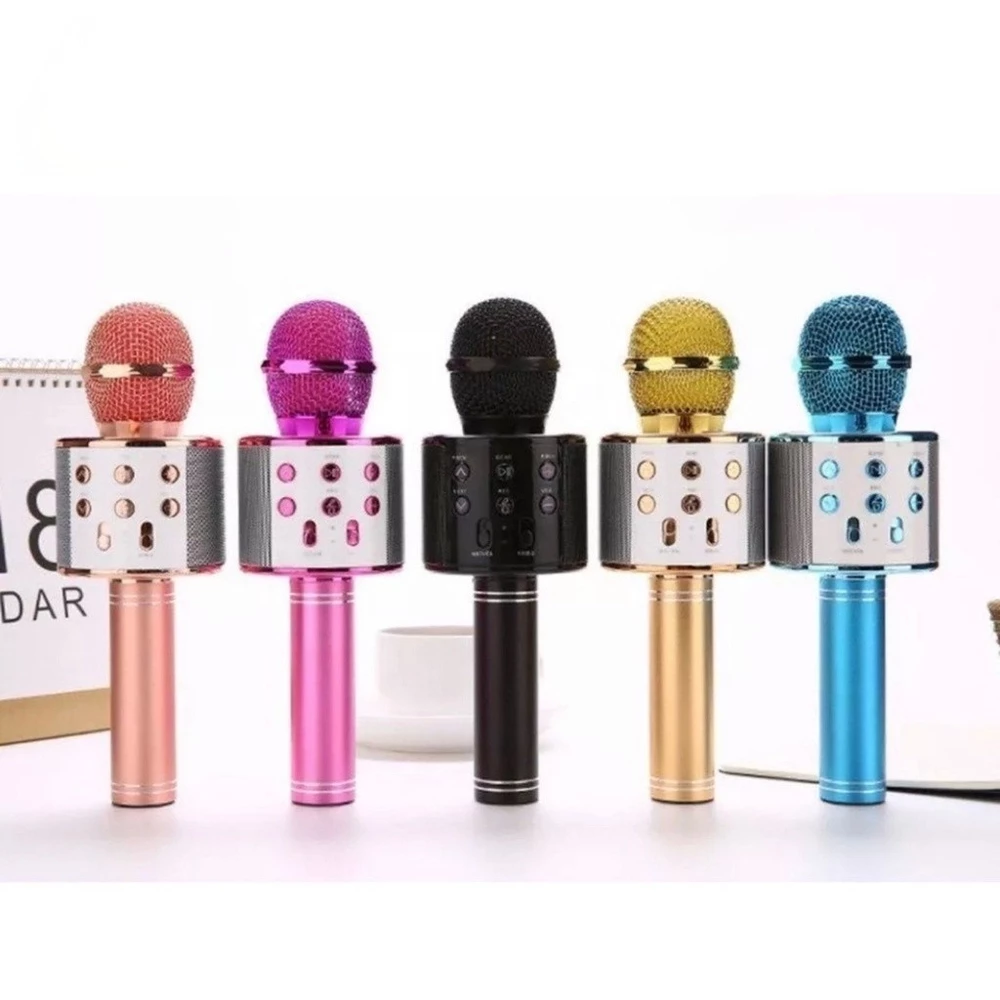 Microfone Karaokê Bluetooth Efeito De Voz Recarregavel Sem Fio WS-858