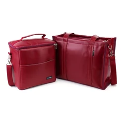 Kit Bolsa Tote Midi com Alça + Térmica Move Grande Vermelho Cereja