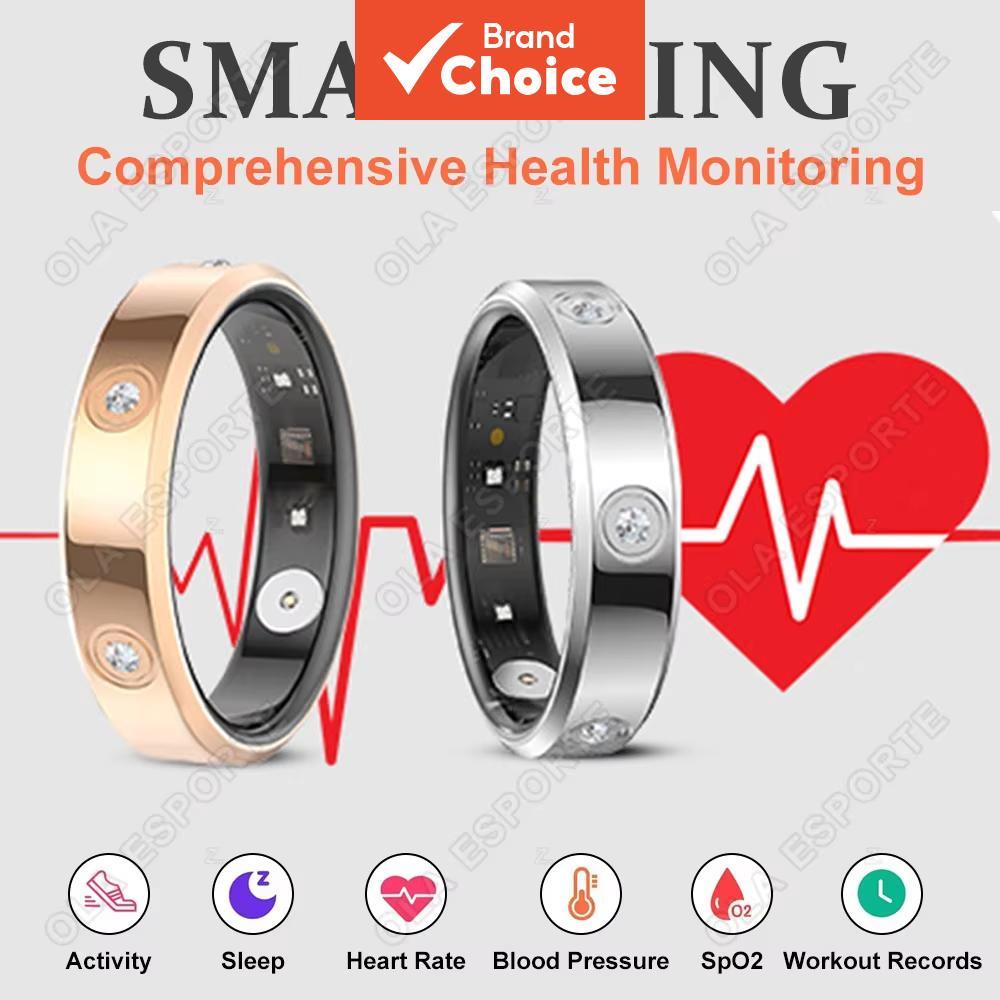 Anel inteligente à prova d'água para homens e mulheres, com monitor de frequência cardíaca, pressão e sono, compatível