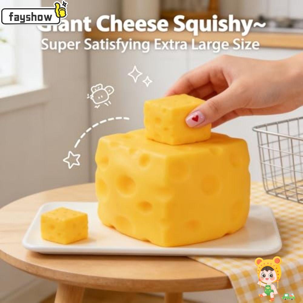 Brinquedo De Queijo Grande FAYSHOW , Cubo De Aperto Gigante Relaxante Amarelo , Brinquedos De Cubos Com Tema De Comida M