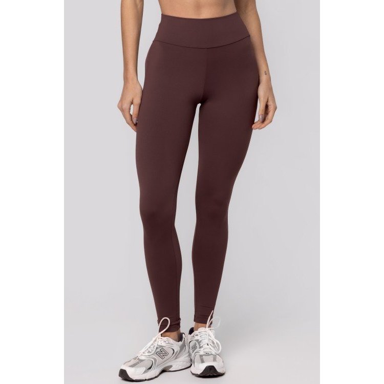 Legging Cós Alto em Poliamida Puresense Marrom Truffle