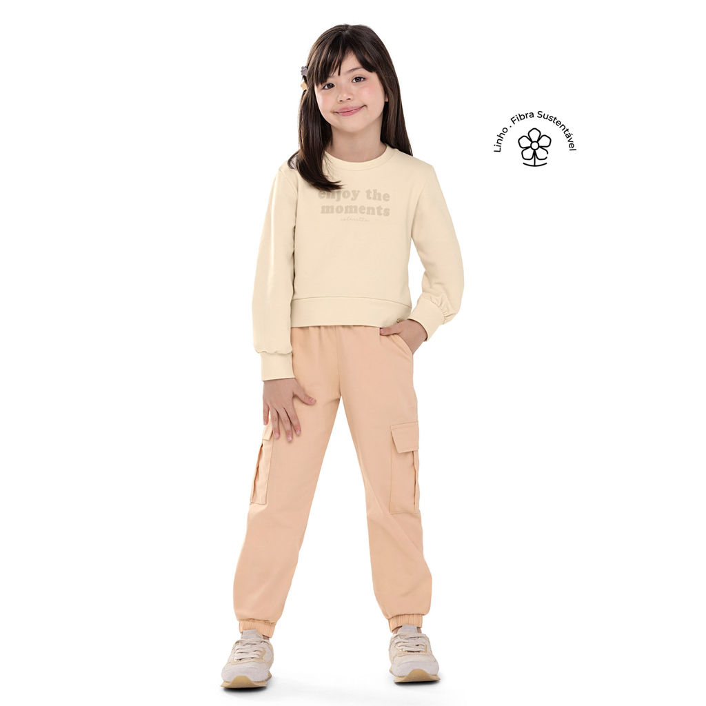 Conjunto Infantil Menina Malha Linho Colorittá Bege