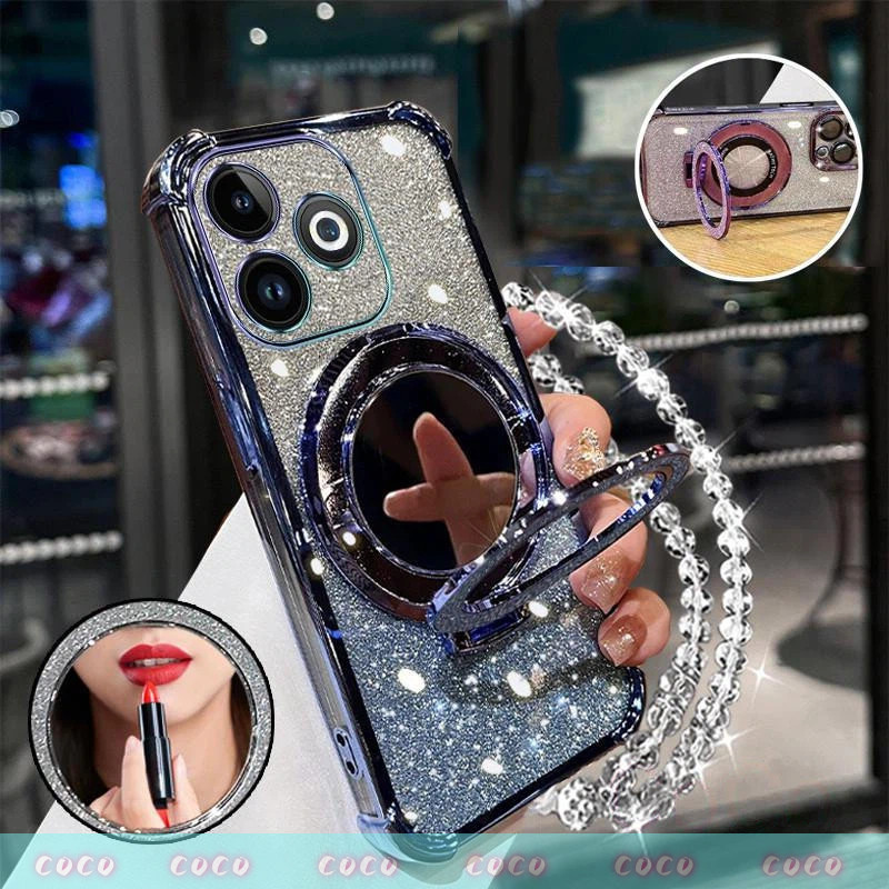Capa Para Samsung Galaxy A07 A06 A05 A04 A04E De Telefone Celular À Prova De Choque 3D Suporte De Espelho De Maquiagem C