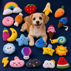 Kit 3/5/10 Brinquedos Pelucia para Cachorro Pequeno e Médio Porte com Apito Mordedor com Som
