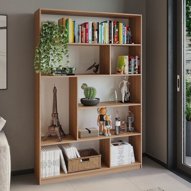 Estante de Livros 120CMX180CM 5 Prateleiras Seattle Yescasa Marrom/Amadeirado Montana Amadeirado Montana