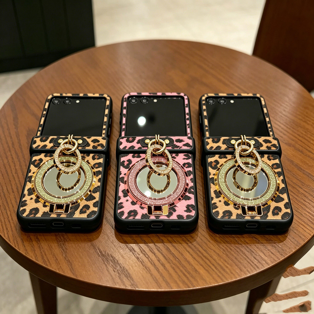 Capa De Telefone Luxuosa Com Padrão De Leopardo Para Motorola Razr 50 60 70 Ultr