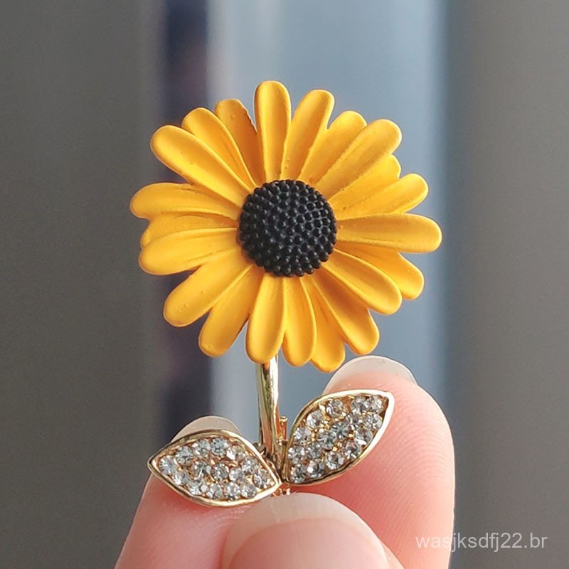 Broche de diamante de girassol adequado para acessórios de moda feminina para ternos, casamentos e presentes, presentes