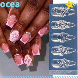 Molde De Unha De Flor OCEA , Escultura De Unhas De Alívio De Íris De Pétalas De Hibisco Silicone Retrô Francês