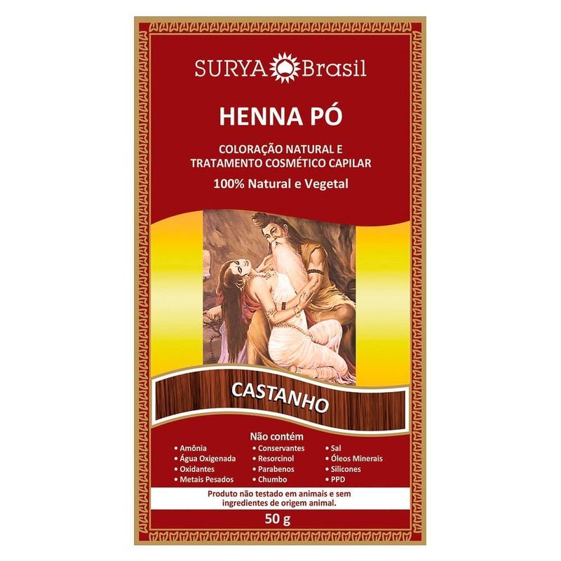 Tintura Em Pó Henna Surya Castanho 50g