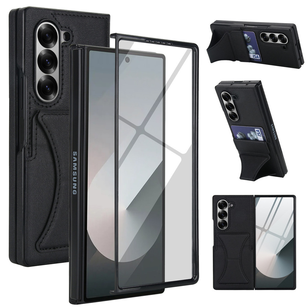 Galaxy Z Fold 7 Crossbody Phone Case Capa de couro adequada para Samsung Fold 6 