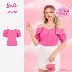 Barbie™ X Lovito Casual Blusa Fofa Bordado Primavera/verão Rosa Vermelha Mulher BLBL4PAD009