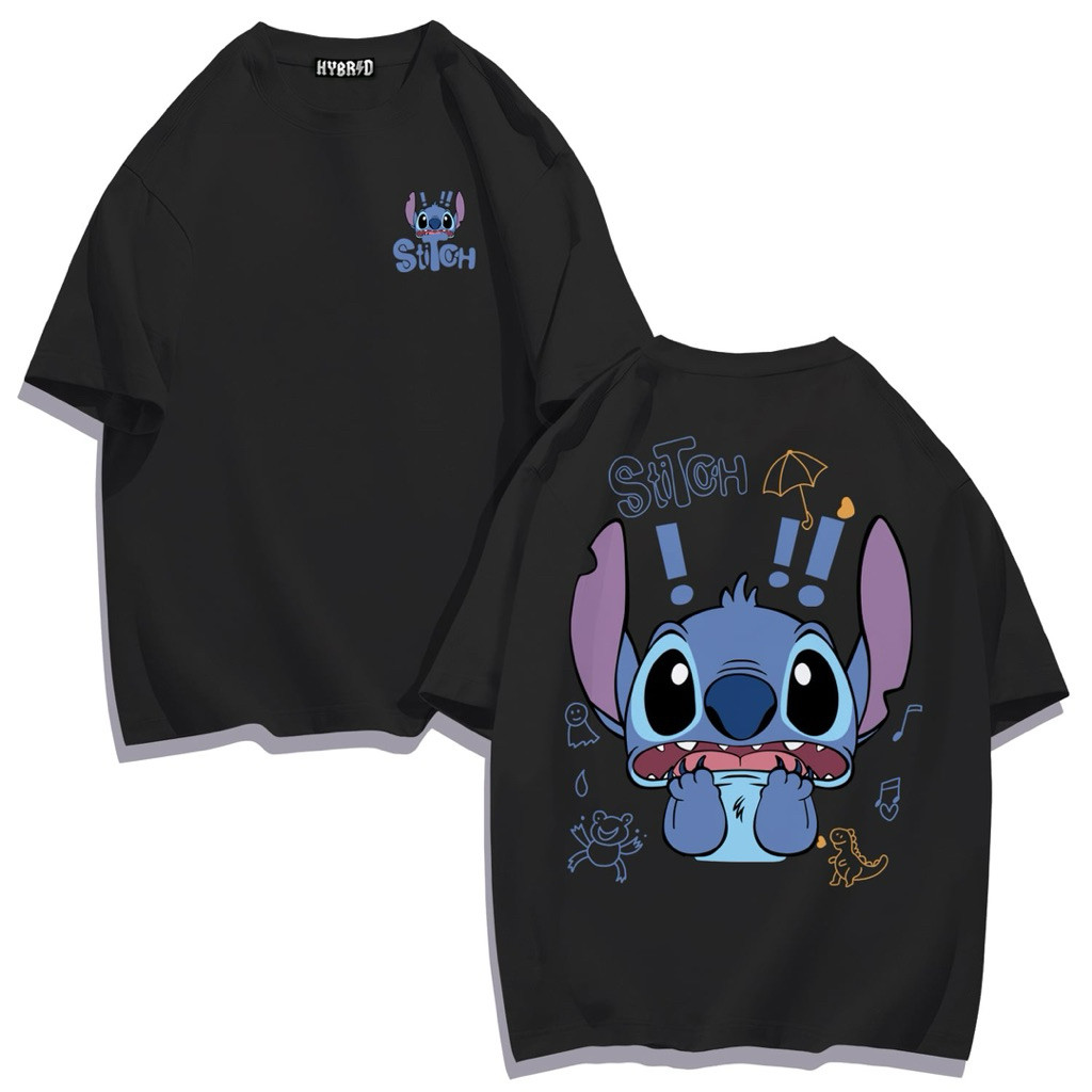 Camiseta Unissex Oversized 100% Algodão com Estampa de Personagem Azul Fofo, Camiseta Casual de Streetwear