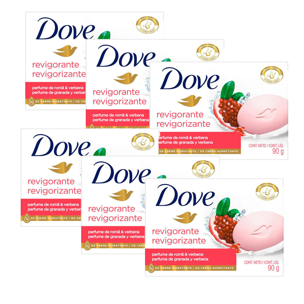 Kit Sabonete Em Barra Dove Revigorante Go Fresh Romã E Verbena 90g - 6 Unidades