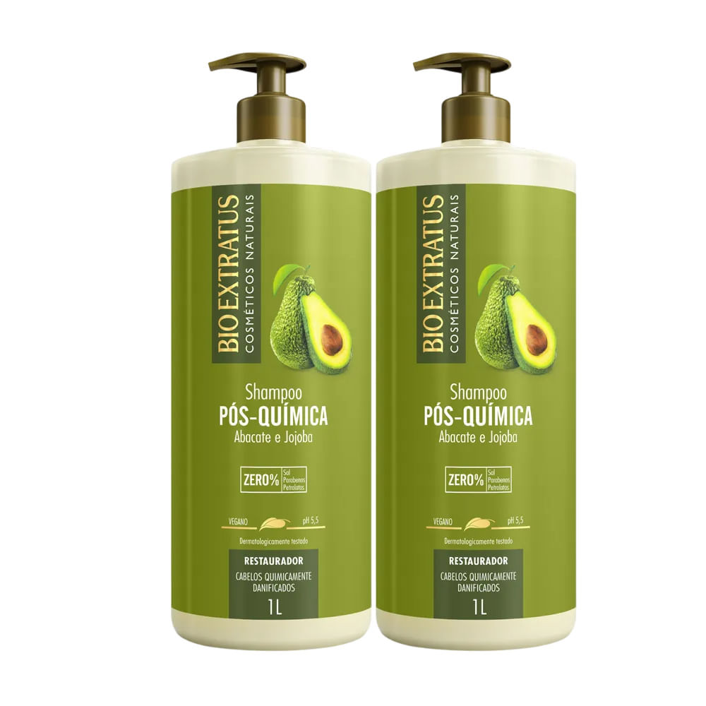 Kit Shampoo Bio Extratus Pós Química Abacate 1L - 2 Unidades