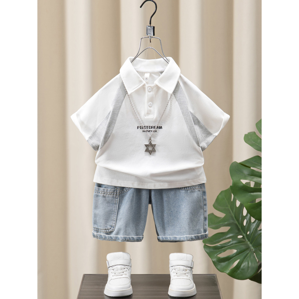 Meninos camiseta de manga curta camisa polo 2026 novo estilo verão estilo fino crianças versão coreana lapela meia manga