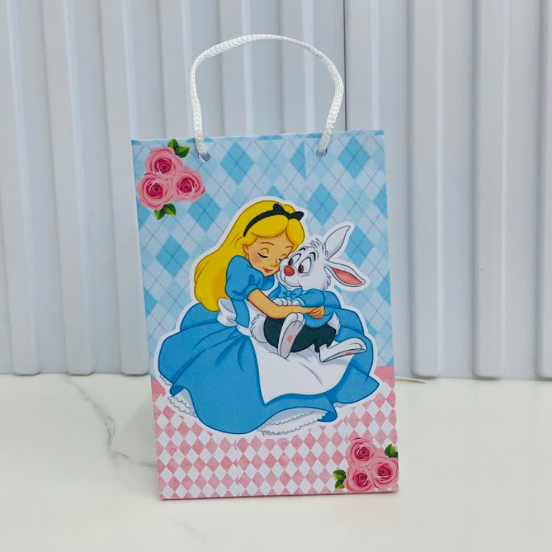 Sacolinha P Alice no pais das maravilhas - Personalizada - DESMONTADO | Lembrancinha Festa Infantil