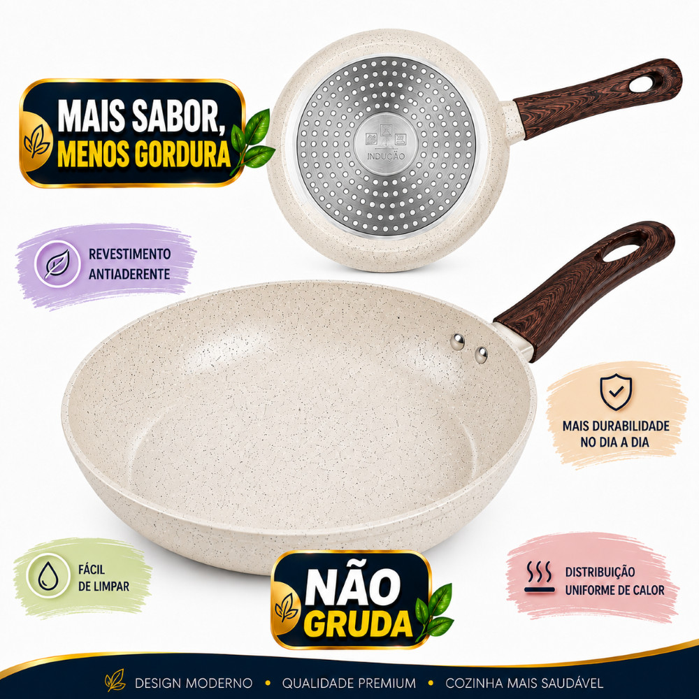 Frigideira Ceramica Antiaderente Indução Profissional Não Gruda Qualidade Cozinha Ovo Fritura