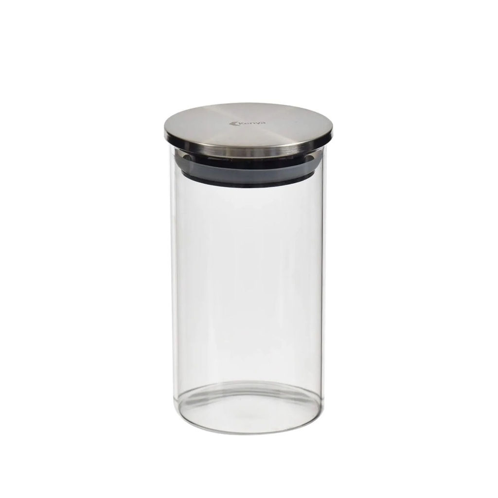 Pote Redondo de Vidro com Tampa de Inox 400ml Kenya