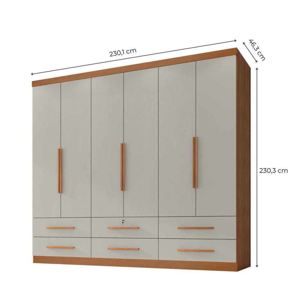 Guarda Roupa Casal Maximus Plus 6 Portas de Bater 6 Gavetas Bege/Cinamomo/Areia Cinamomo/Areia · foto 2