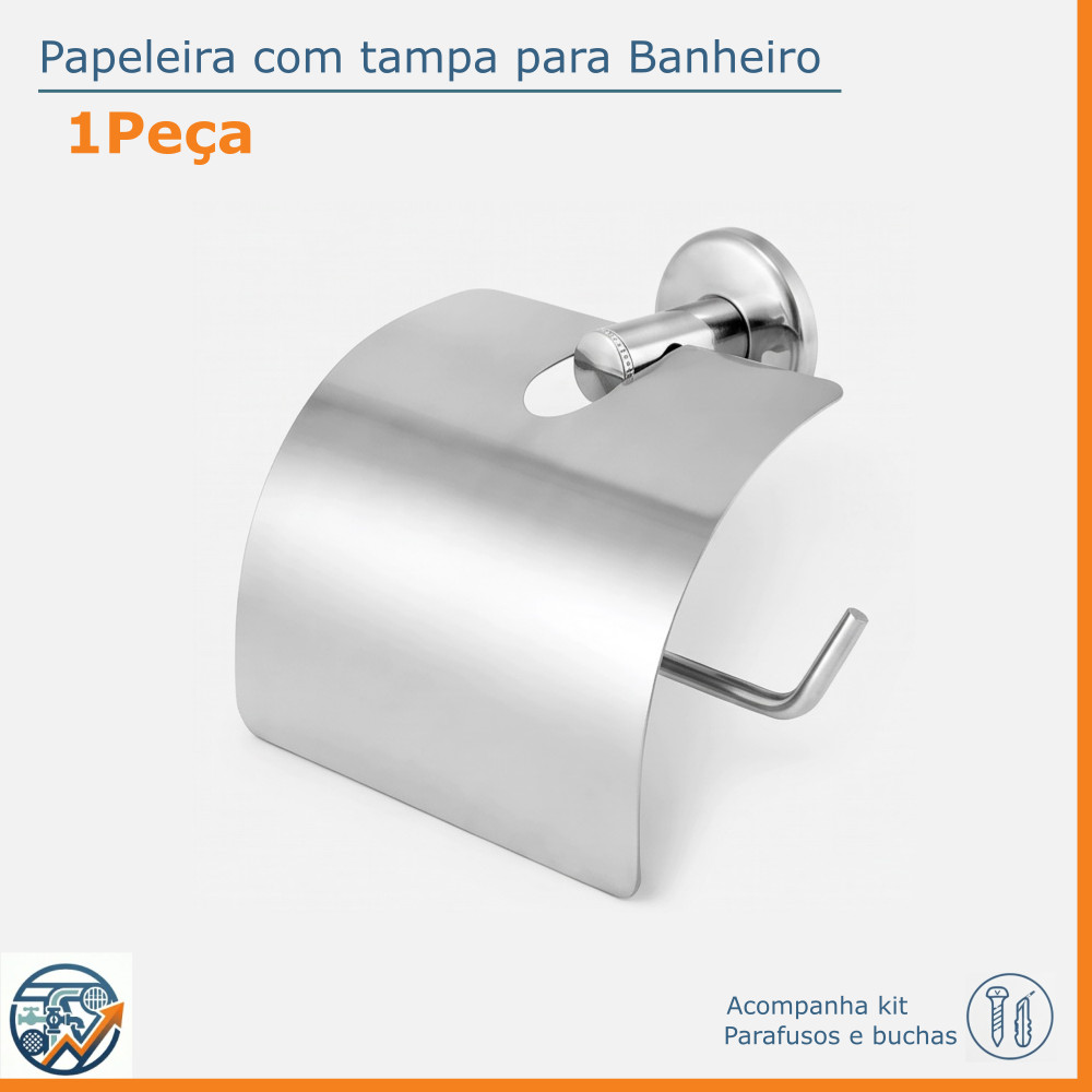 Papeleira Com Tampa Inox Porta papel Higiênico
