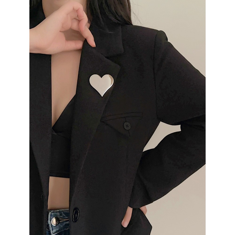 Desejo ~ simples prata superfície brilhante aço inoxidável amor broche High-End moda terno Corsage acessórios na moda