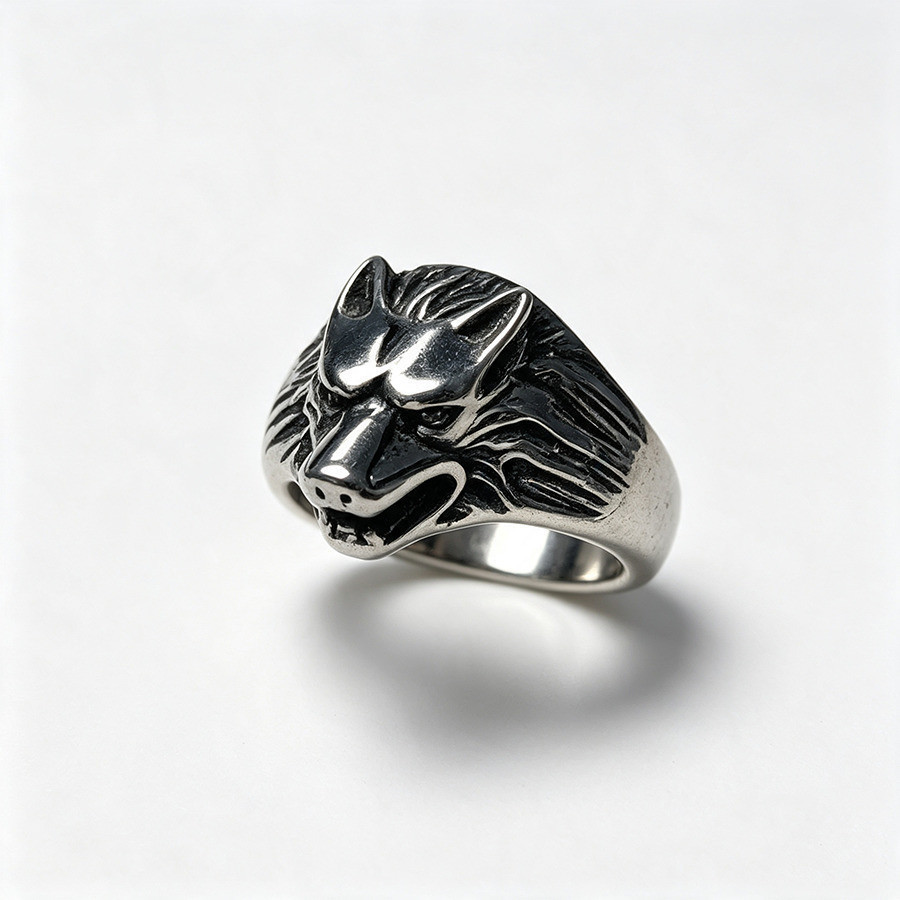 Anel Formato Da Cabeça De Um Lobo