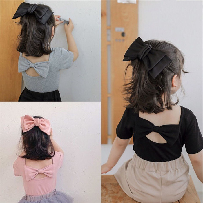 Algodão puro meninas doce bonito primavera verão camiseta estilo fino crianças estilo ocidental longo de manga curta cam