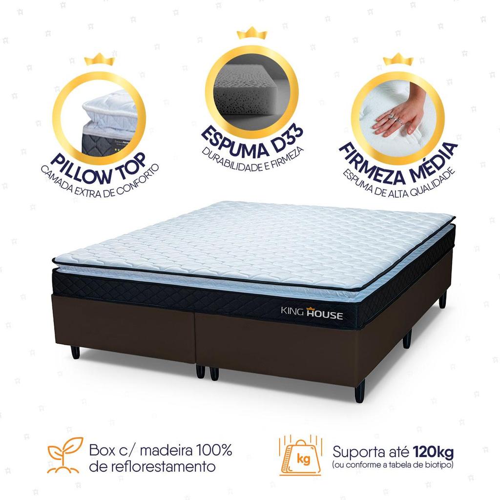 Conjunto Cama Box King Dakota Preto 193x203x57 Espuma D33 · foto 2