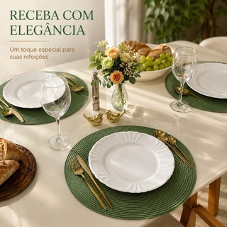 Jogo Americano Redondo Kit 4/6 Impermeável Mesa Posta Design Elegante Lavável Decoração
