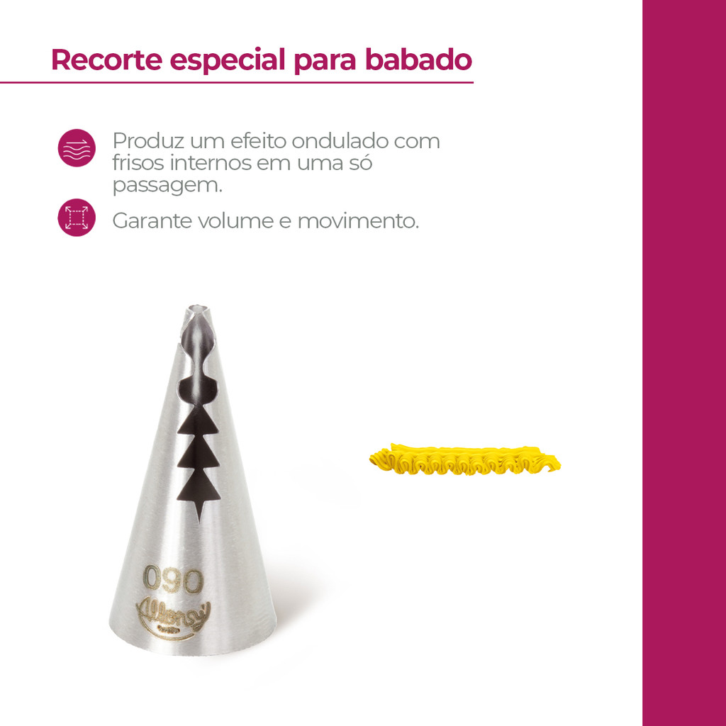Bico de confeitar aço inox babado Nº 090 allonsy 1 unidade profissional · foto 2
