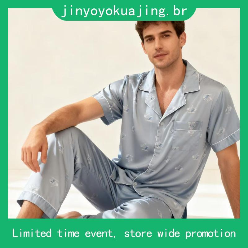 Pijama Masculino Azul, estilo Americano pronta entrega no Brasil.