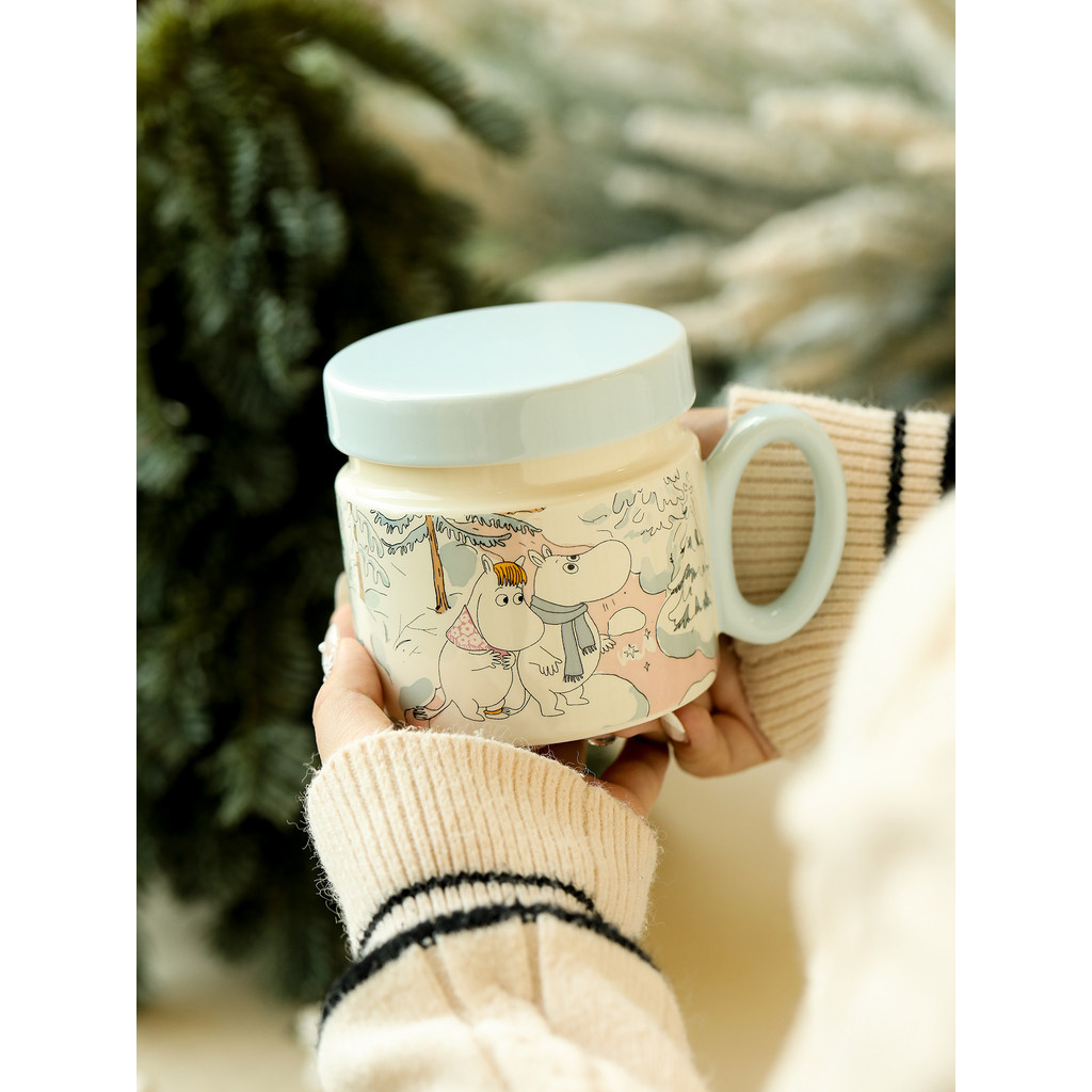 Moomin moomin Co-marca copo de cerâmica de alto valor caneca com tampa copo de água doméstico água potável escritório xí