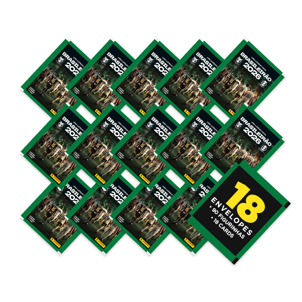 Brasileirão 2026 Pack 18 Envelopes (90 Figurinhas+18 Cards)