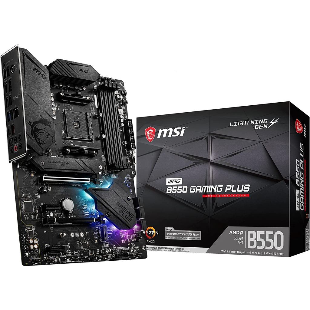 MSI Placa Mãe Gamer ATX MPG B550 GAMING PLUS/A para Processadores AMD Ryzen Série 5000 - Chipset B550 - Socket AM4