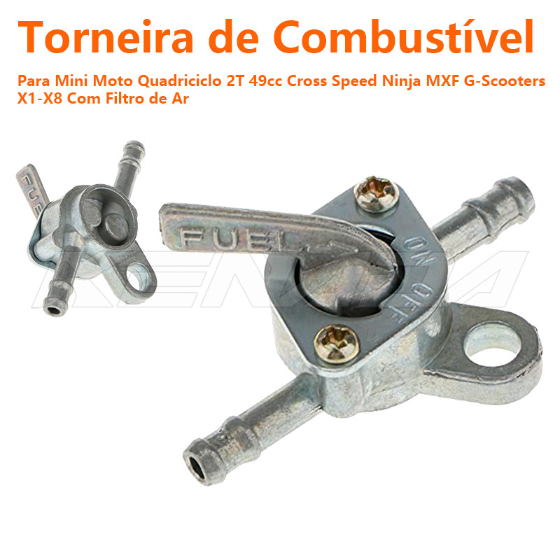 Torneira Registro De Gasolina Combustivel Universal Metal Moto Gerador Kart Motor Estacionario Rocadeira Scooter