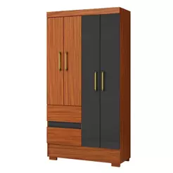 Guarda Roupas Solteiro 4 Portas 2 Gavetas Mel