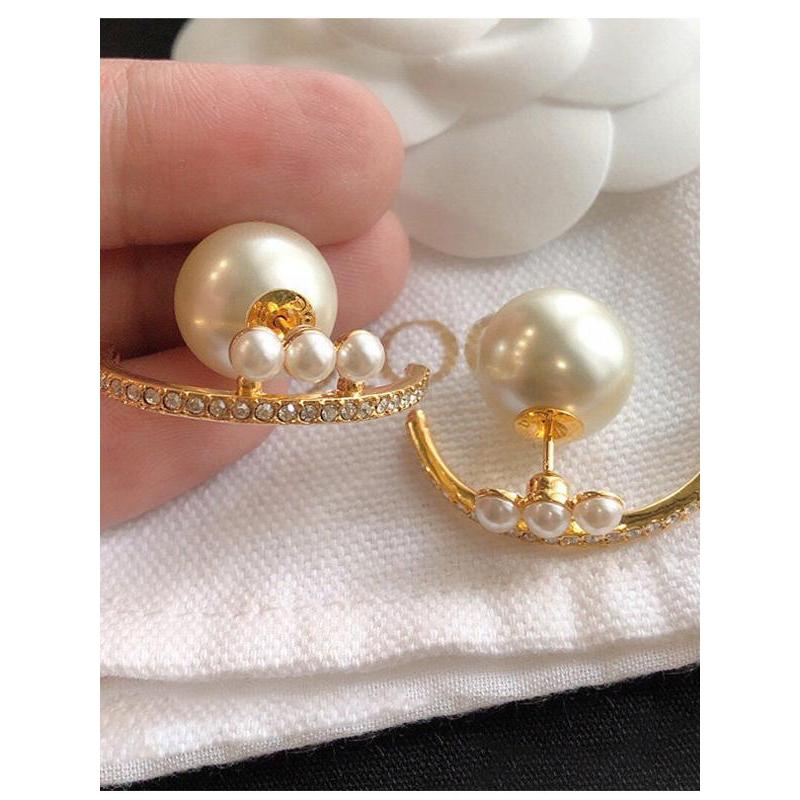 Agulha de prata diamante pérola brincos feminino francês Retro All-Match moda brincos Design nicho temperamento brincos