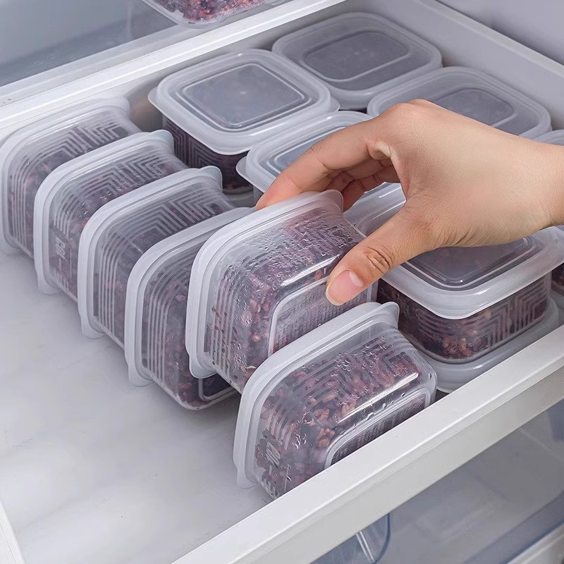 Caixa de armazenamento para carne congelada, caixa pequena com compartimentos, caixa de conservação para freezer, caixa 